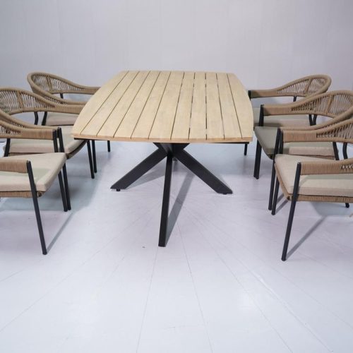 Amsterdam dining set, alu frame with rope