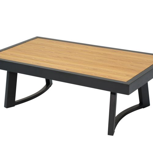 Modern Outdoor Aluminum Sofa Set with Polywood Table & Rope Armrest – Patio Lounge Set