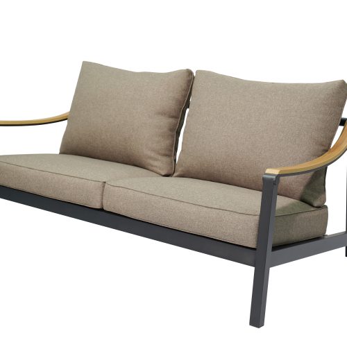 Modern Outdoor Aluminum Sofa Set with Polywood Table & Rope Armrest – Patio Lounge Set