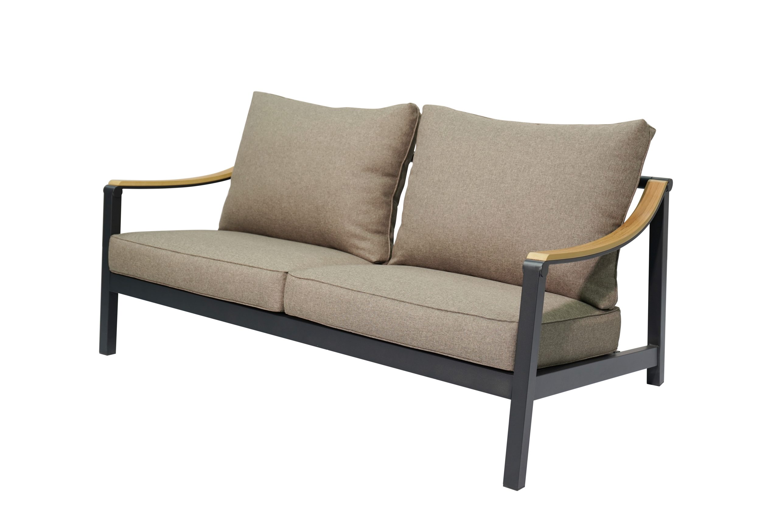 S0012-HG-AL-04 Modern Outdoor Aluminum Sofa Set with Polywood Table & Rope Armrest – Patio Lounge Set