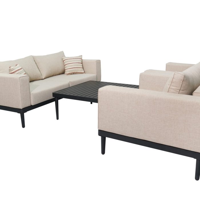 Modern Outdoor Aluminum Sofa Set – Table & 2 Seater Patio Lounge Set