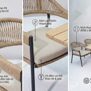 Alternative view of Amsterdam dining set, alu frame with rope