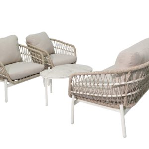 Alternative view of Modern Outdoor Aluminum Sofa Set with Painted Glass Tables – Patio Lounge Set