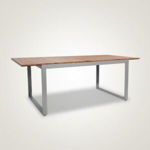 Aluminum U-Leg Outdoor Extension Table with Slatted Acacia Top
