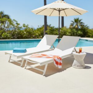 Premium White Aluminum Sling Chaise Lounge