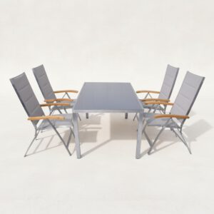 Lisbon dining set, stainless steel frame