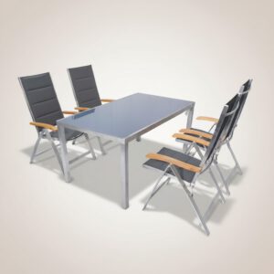 Alternative view of Lisbon dining set, stainless steel frame