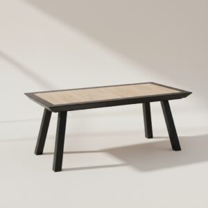 Alternative view of Modern Aluminum Framed Outdoor Dining Table with Segmented Stone Top