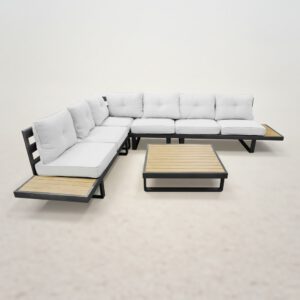 Alternative view of Modern Aluminum Platform Sectional Sofa with Built-in Polywood Tables
