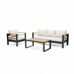 Alternative view of Bộ Sofa Ngoài Trời Khung Kim Loại Kèm Bàn Coffee – Giấy Dán Vân Gỗ