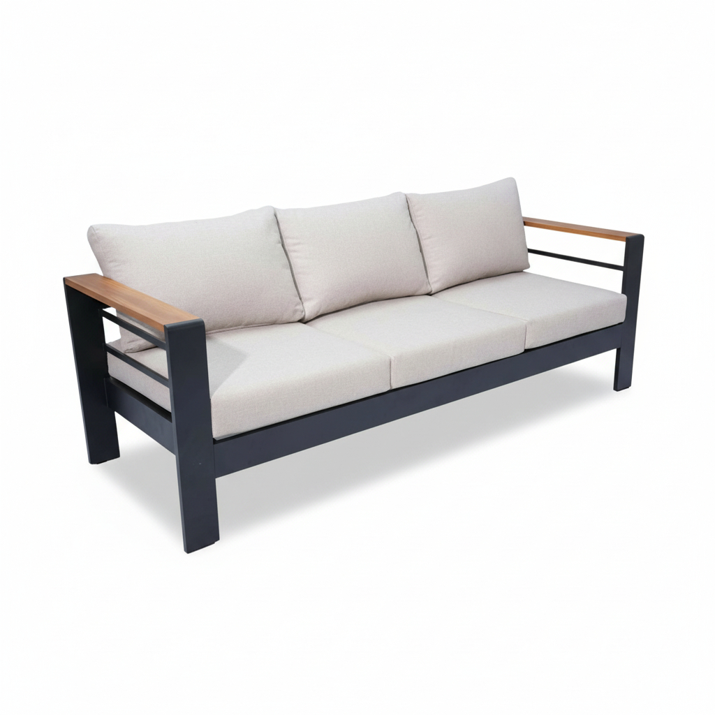 Bộ Sofa Ngoài Trời Khung Kim Loại Kèm Bàn Coffee – Giấy Dán Vân Gỗ - Image 7